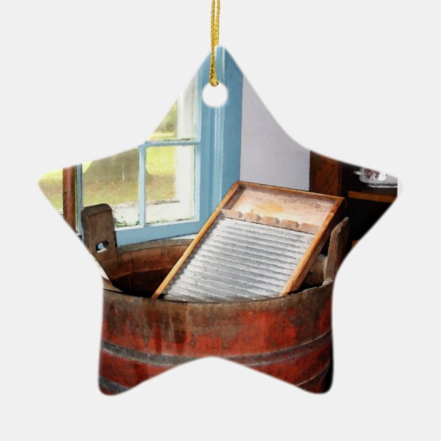 Tvättbräda Julgransprydnad Keramik (Framsidan)