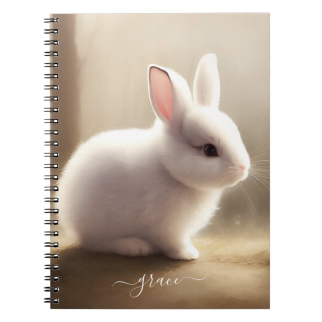 Tvättfärgsbunny baby-bärbar dator med Namn Anteckningsbok (Framsidan)