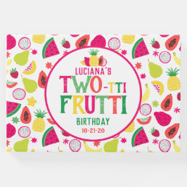 Tvåtti Fruktig 2:a födelsedagen Tutti Frutti Tropi Gästböcker
