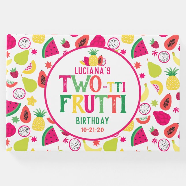Tvåtti Fruktig 2:a födelsedagen Tutti Frutti Tropi Gästböcker (Framsida)