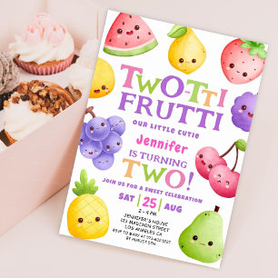 Tvåtti Frutti! Little Cutie Fruit 2:a födelsedagen Inbjudningar