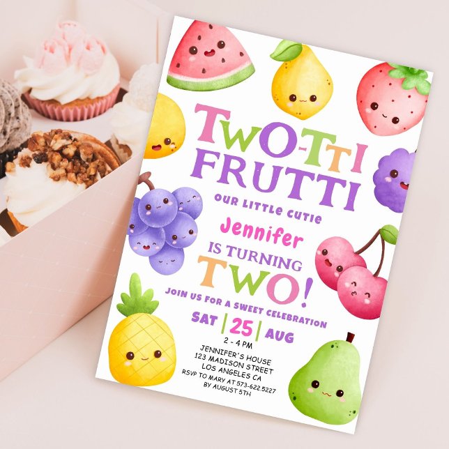 Tvåtti Frutti! Little Cutie Fruit 2:a födelsedagen Inbjudningar (Skapare uppladdad)