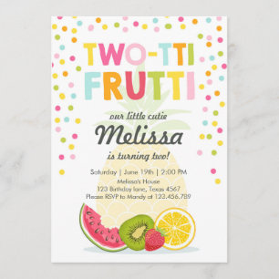Tvåtti frutti party inbjudan Tutti fruktig födelse