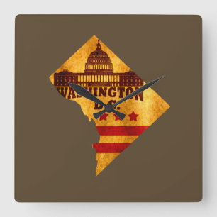 tvättington-dc fyrkantig klocka