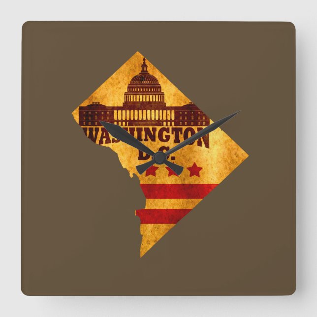 tvättington-dc fyrkantig klocka (Framsida)