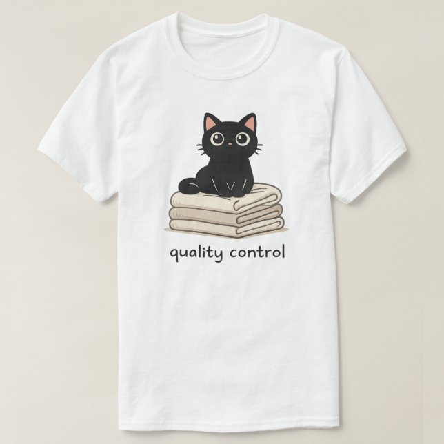 Tvättkvalitetskontroll Kattdesign T Shirt (Design framsida)