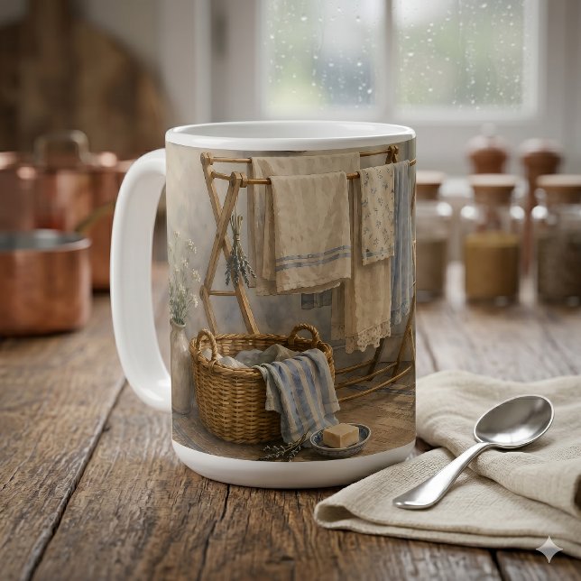 Tvättstuga i Regniga Dagars Stuga Kaffemugg (Rainy Day Cottage Laundry Room Coffee Mug)