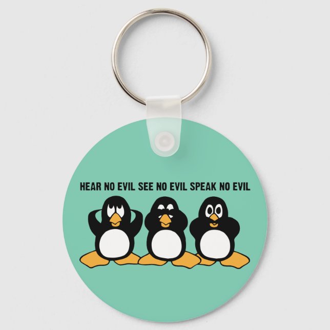 Tvåvägs penguins design-grafik nyckelring (Framsida)