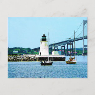 Tvåvåhals, brygga och båtar, Newport, RI Vykort