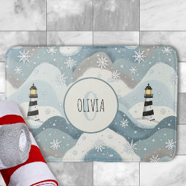 Tvåvåhals med Isig Vågar Winter Nautical Monogram Badrumsmatta