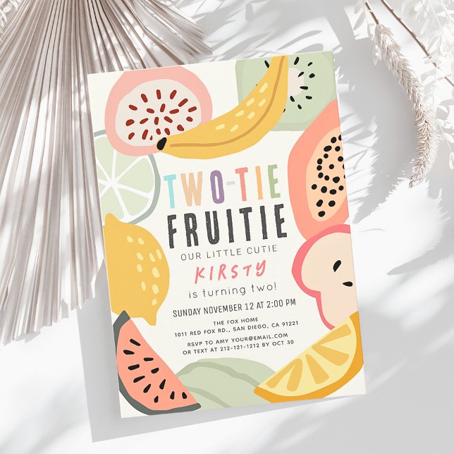 Tvi-tie Fruitie Färgglad Frukt 2-årsdag Inbjudningar (Skapare uppladdad)