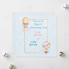 Tvillin Girl and Boy Birth Announcement Julkort