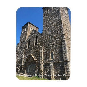Tvillin Torn av St Mary's Church Reculver Kent på Magnet
