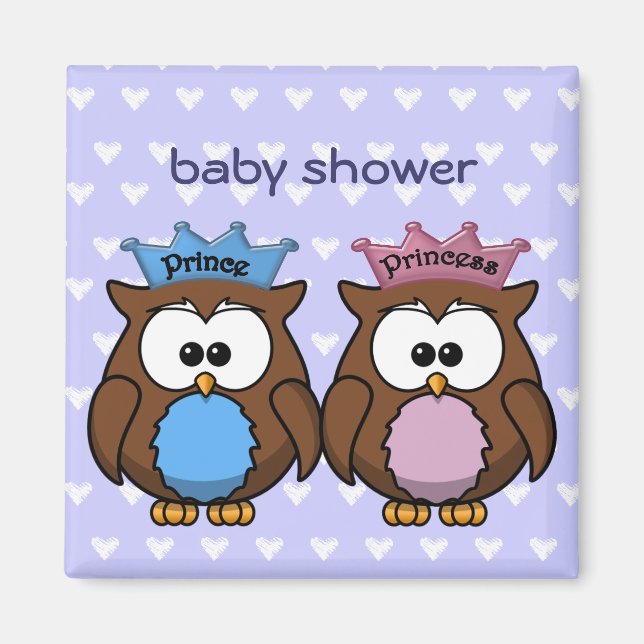 Tvillin uggla princess & prince magnet (Framsidan)