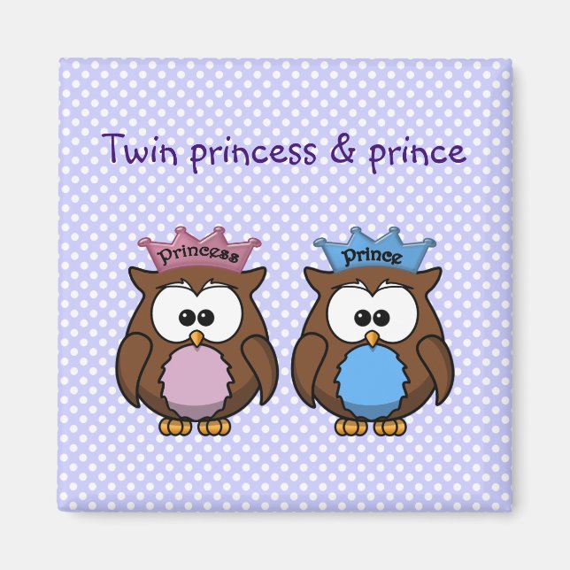Tvillin uggla princess & prince magnet (Framsidan)