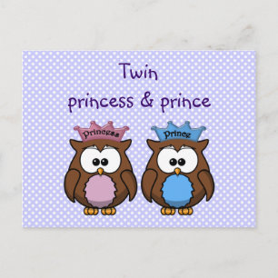 Tvillin uggla princess & prince vykort
