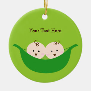 Tvilling- ärtapoder (anpassadet) julgransprydnad keramik