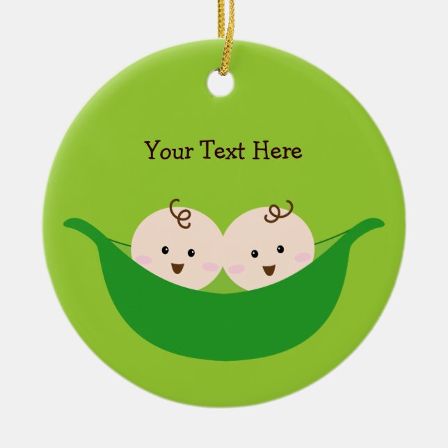 Tvilling- ärtapoder (anpassadet) julgransprydnad keramik (Framsidan)