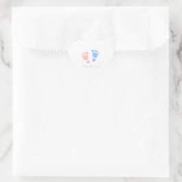 Tvilling Baby Shower för Pojke och Flicka Hjärtformat Klistermärke
