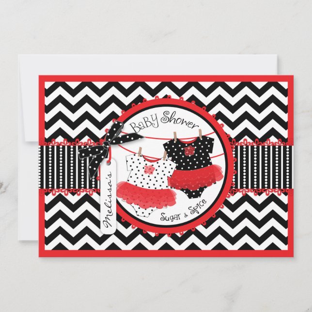 Tvilling- baby shower för tryck för inbjudningar (Framsida)