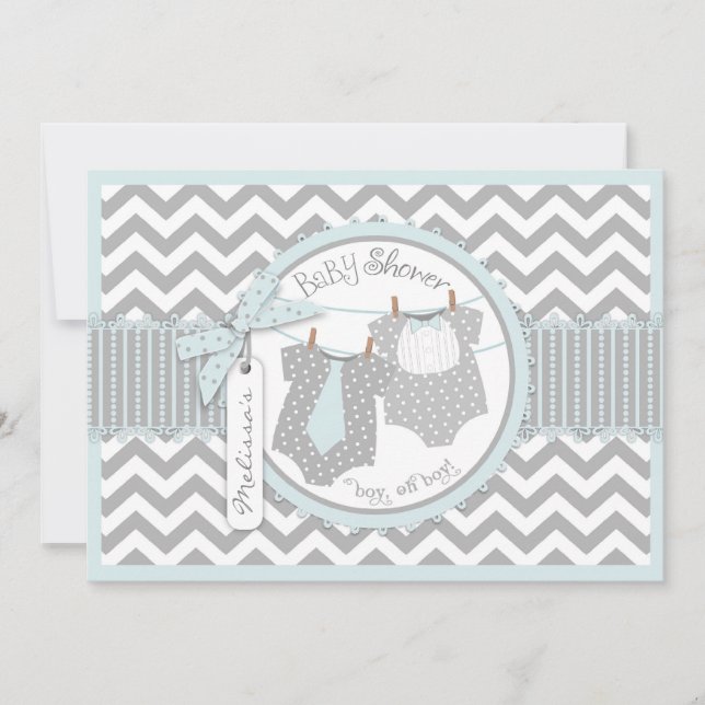 Tvilling- baby shower för tryck för sparre för inbjudningar (Framsida)