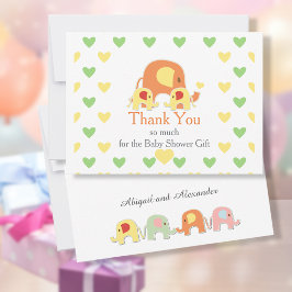 Tvilling Babys Elefant Tema Baby Shower Tack Kort