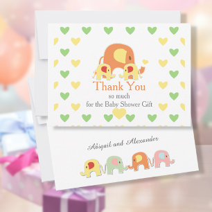 Tvilling Babys Elefant Tema Baby Shower Tack Kort