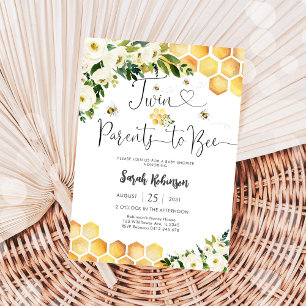 Tvilling Babyshower Inbjudan Bee Inbjudan