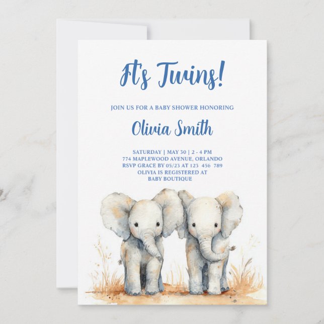 Tvilling Babyshower Inbjudan – Dubbel Glädje Baby (Framsida)