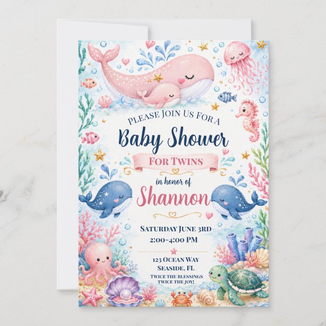 Tvilling Babyshower Inbjudan | Under Valen Val (Framsida)