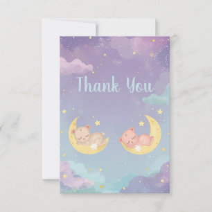 Tvilling Babyshower Tacksamhetskort Sovande Djur