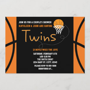 TVILLING BASKETBALL Sport Baby Shower Inbjudan