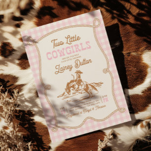 Tvilling Cowgirl Baby Shower Inbjudan