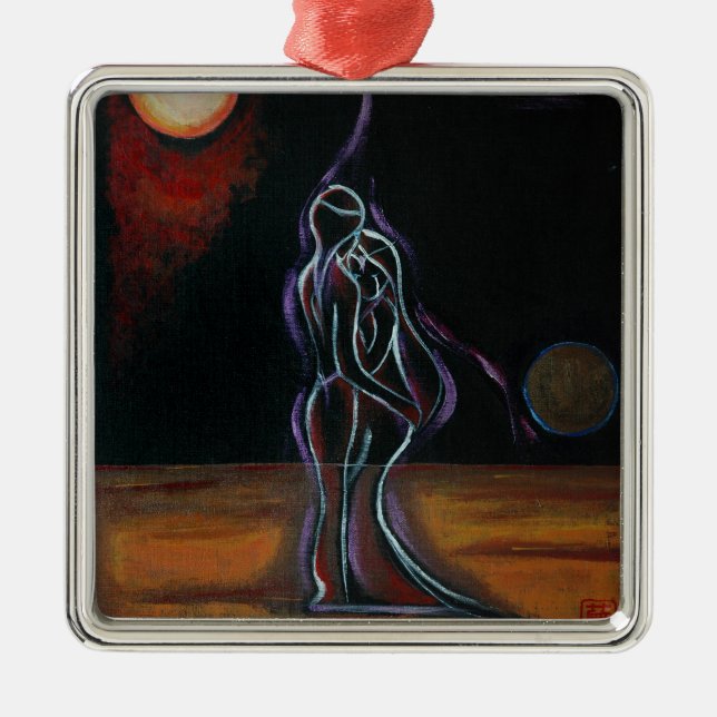 Tvilling- flammar prydnaden: Metall Julgransprydnad Metall (Framsidan)