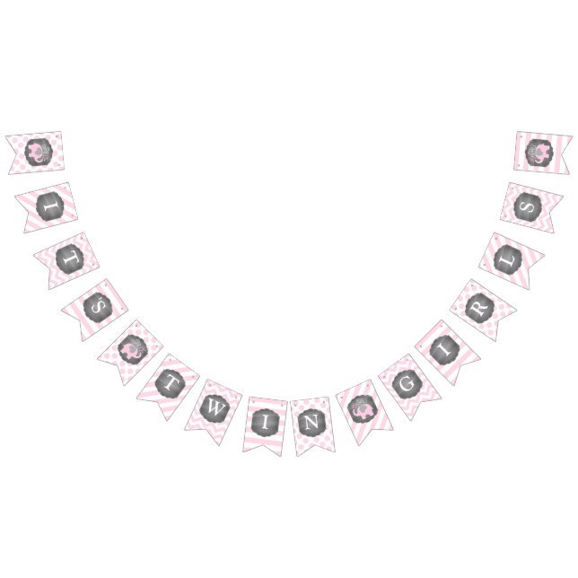 Tvilling- flickababy shower för rosa elefant vimplar (Alla)