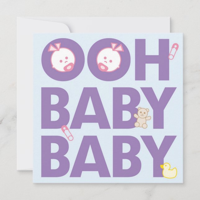 Tvilling- flickababy shower inbjudningar (Framsida)