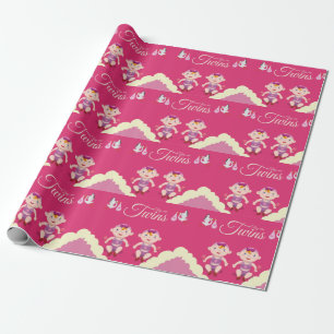 Tvilling- flickababy shower presentpapper