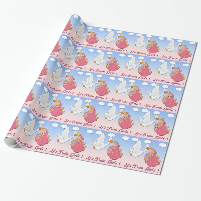 Tvilling- flickablondin - Storkbaby shower som Presentpapper (Utrullad)