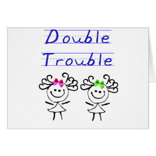 Tvilling- flickor för stick figur hälsningskort