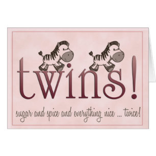 Tvilling- flickor! hälsningskort