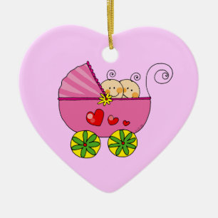 Tvilling- flickor julgransprydnad keramik