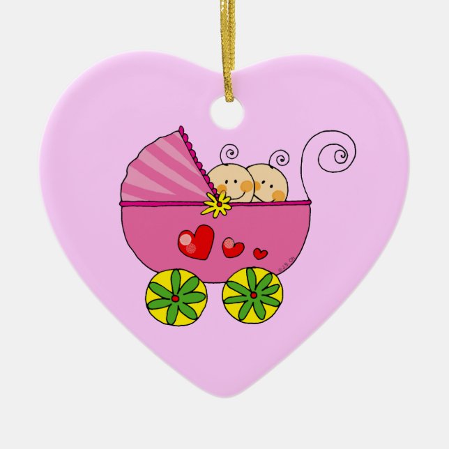 Tvilling- flickor julgransprydnad keramik (Framsidan)