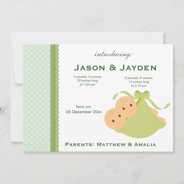 Tvilling Födsel Annonsering Meddelande (Framsida)
