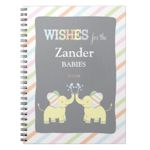 Tvilling- för rådgivningbaby shower för elefant anteckningsbok