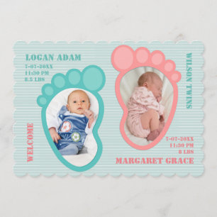 Tvilling- fotspårbabymeddelande meddelande