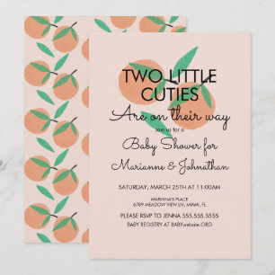 Tvilling Frukt Bebis Baby Shower Apelsiner Inbjuda Inbjudningar