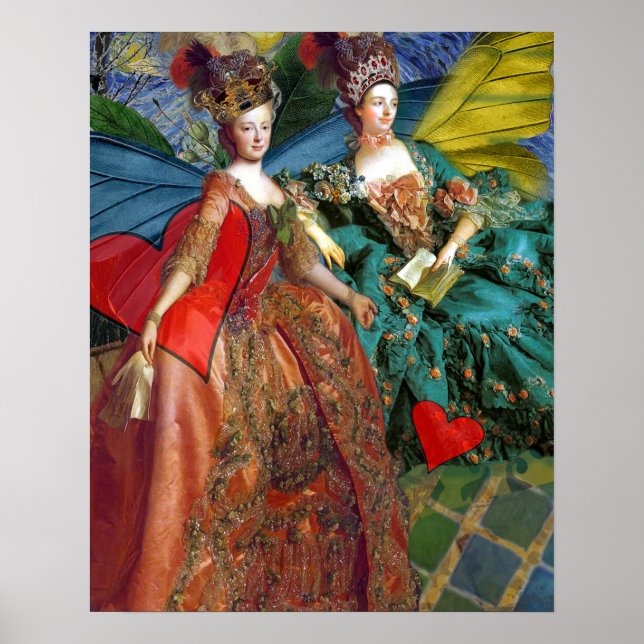 Tvilling Gotisk Whimsical Collage Fjäril Kvinnor Poster (Framsidan)