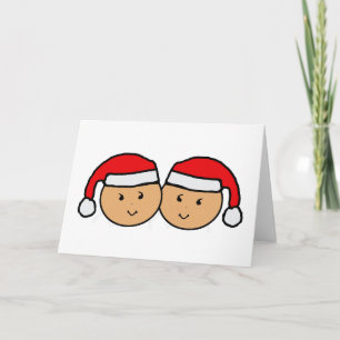 Tvilling- grafisk Santa hatt Helgkort