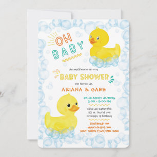 Tvilling-gummiand baby shower inbjudningar