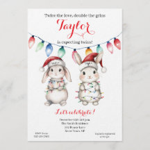 Tvilling Julbelysning Baby Shower Inbjudan